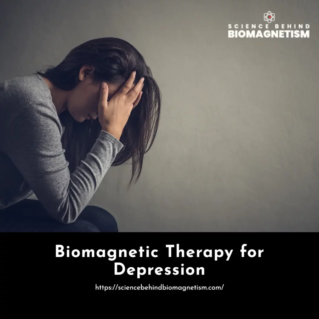 A woman is depressed treat with biomagnetic therapy